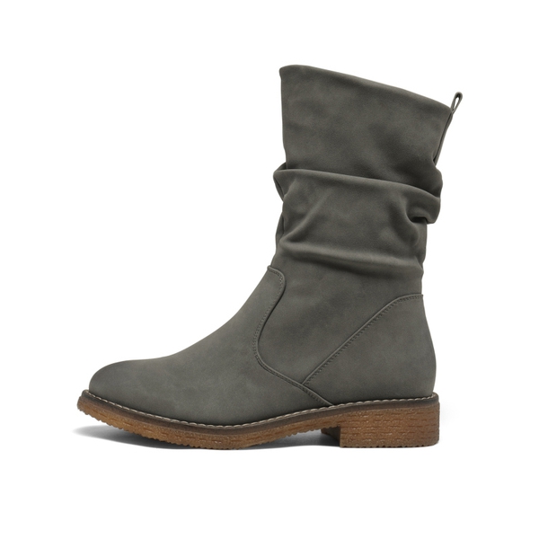 Winter Chunky Mid Calf Boots - GREY PU - 1